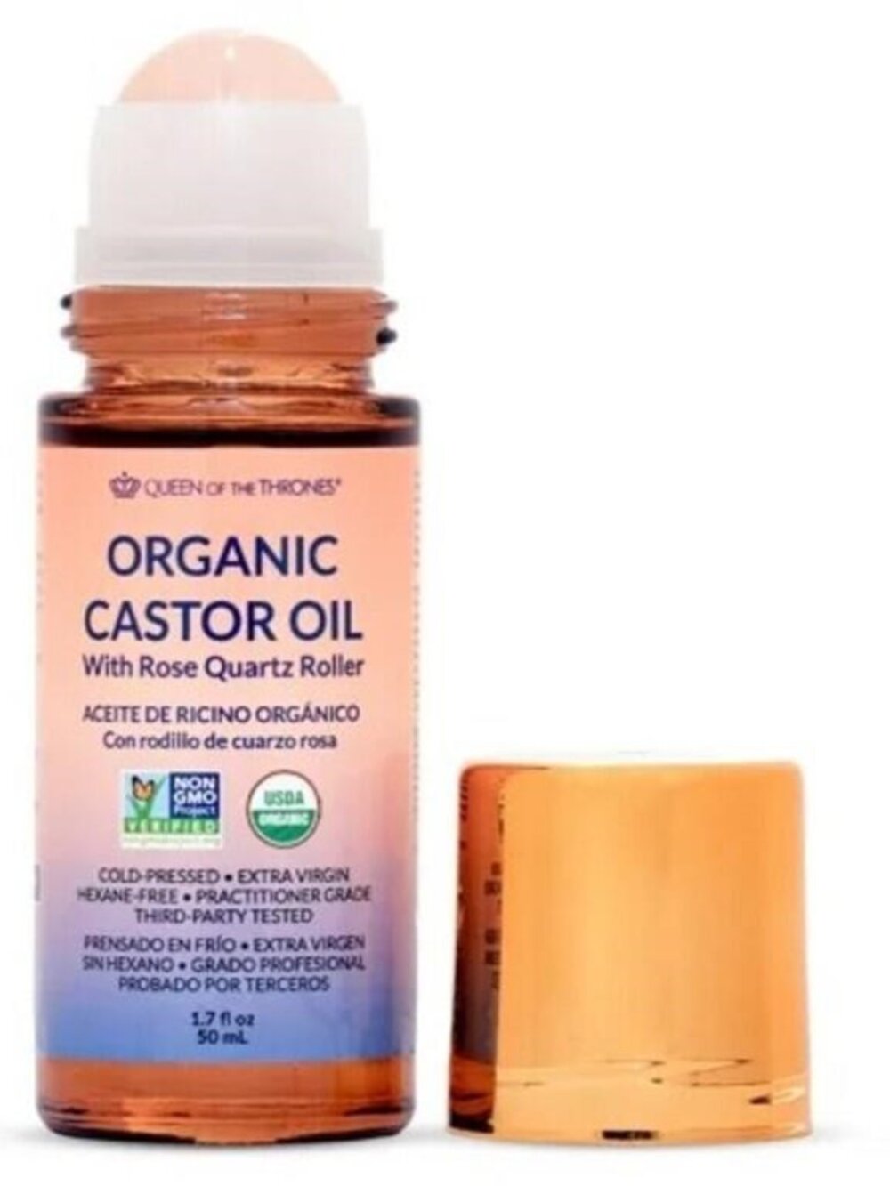 Queen of the Thrones Castor Oil Rose Quartz Roll-On Hair Skin Nails Brows - Picture 4 of 4